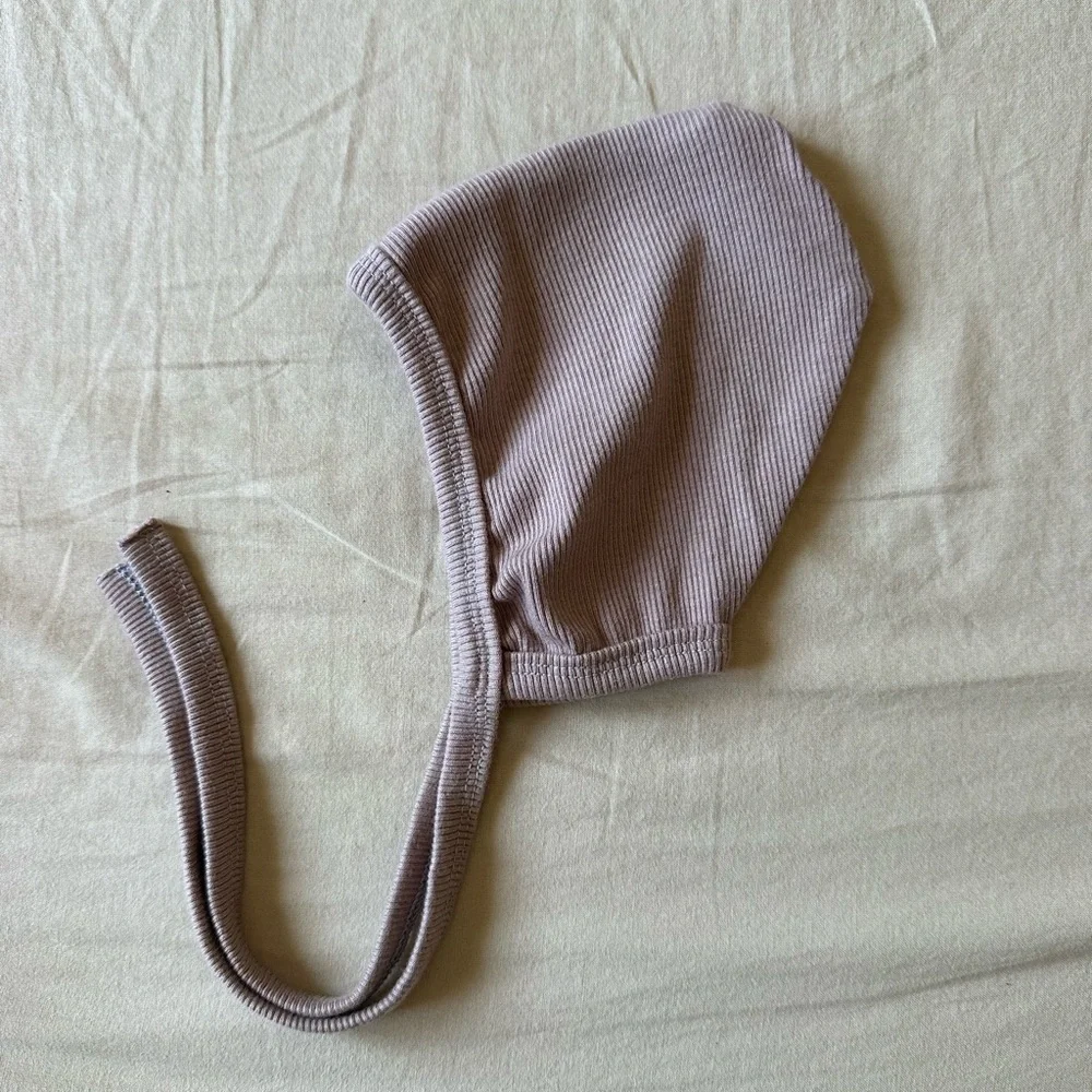 Handmade Ribbed Knit Baby Bonnet - Mauve